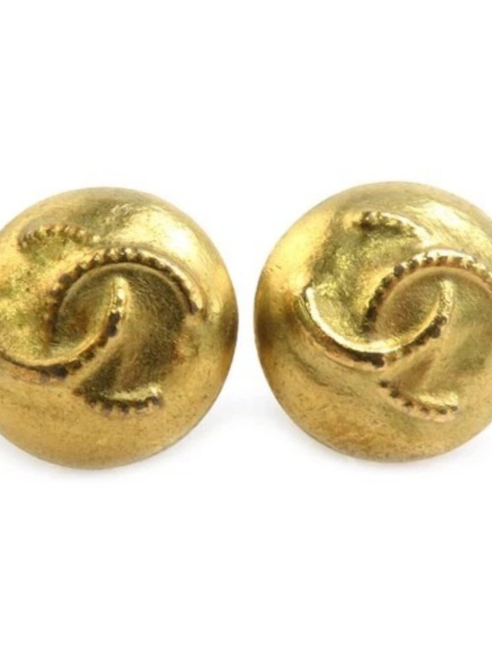 Auth CHANEL Vintage CC Logo Clip on Earrings Gold Metal - e61686k